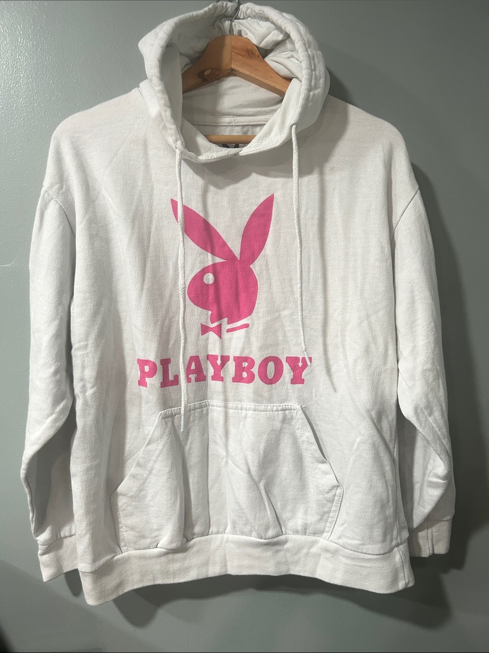 PLAYBOY White Hoodie with Pink Bunny Logo